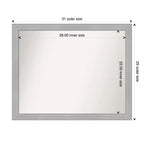 Miroir mural de salle de bains étroit Vista non biseauté, nickel brossé, 31" x 25" - : rectangle, cadre en polystyrène, fixation murale