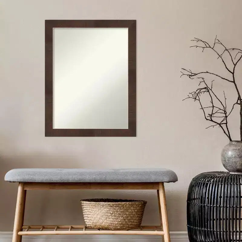 21" x 27" Non-Beveled Wildwood Brown Narrow Wall Mirror