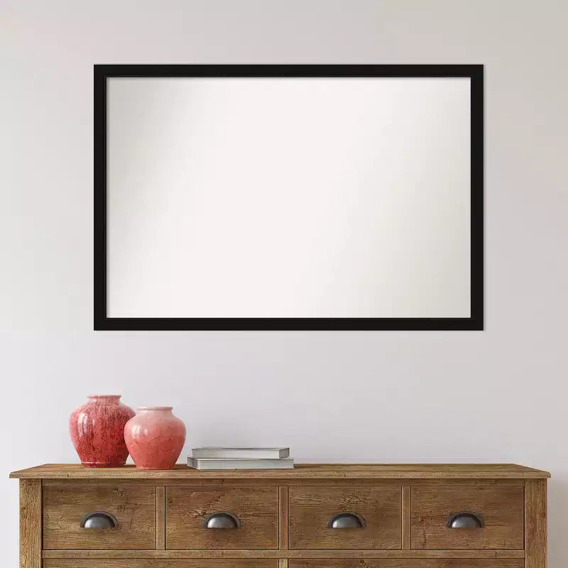 38" x 26" Non-Beveled Avon Black Narrow Wall Mirror -: Modern Polystyrene Frame, Includes Mounting Hardware