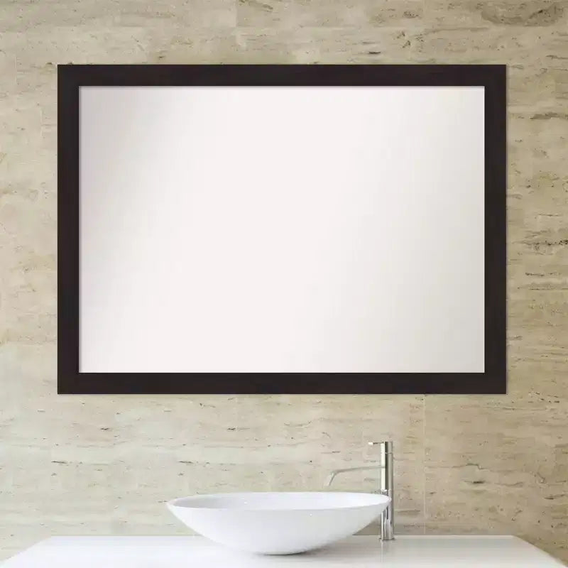42" x 31" Espresso Brown Wall Mirror, Modern Rectangle -: Includes Mounting Hardware
