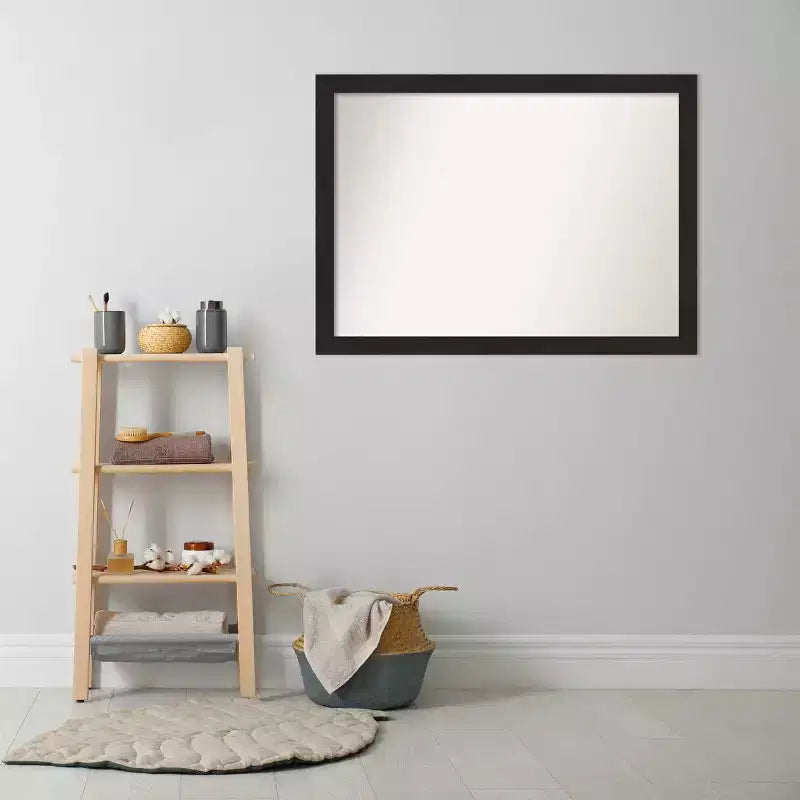 42" x 31" Espresso Brown Wall Mirror, Modern Rectangle -: Includes Mounting Hardware