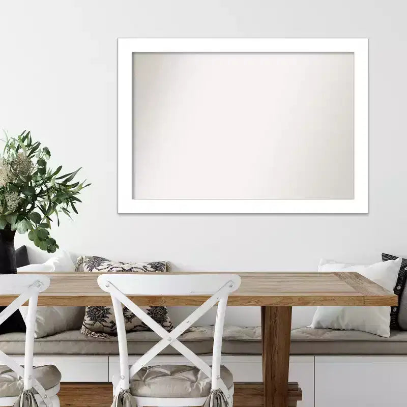 40" x 28" Non-Beveled Wedge White Wall Mirror