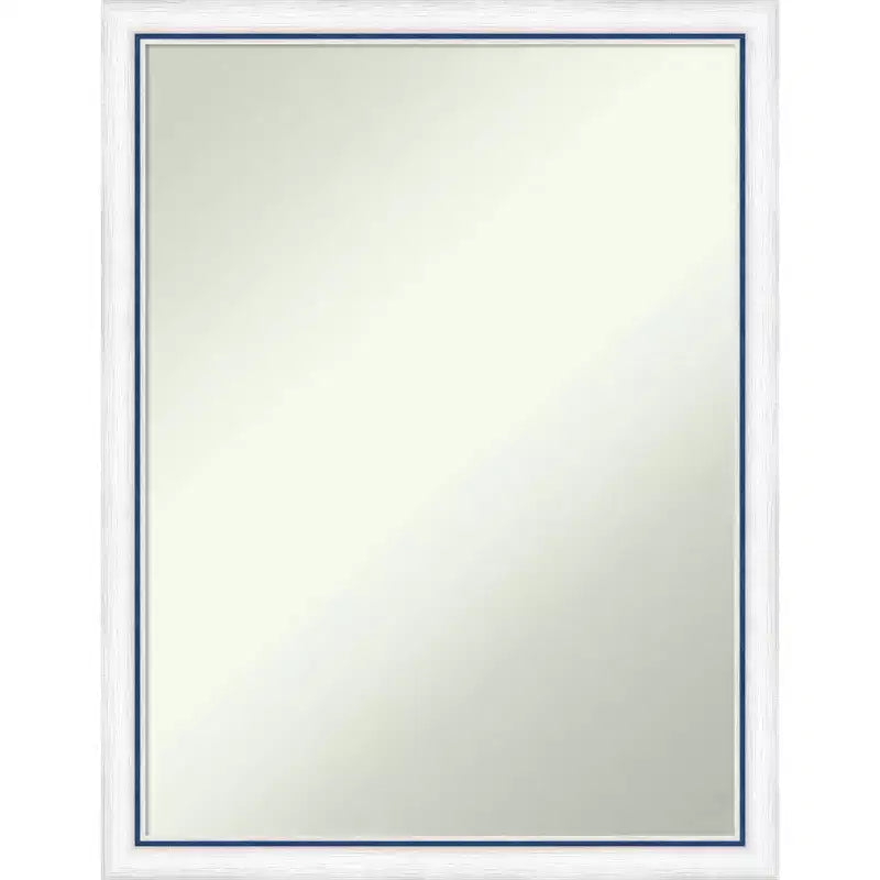 20"x26" Non-Beveled Morgan Wood Bathroom Wall Mirror White/Blue - Amanti Art: Modern Style, Wood Frame, Wall Mounted