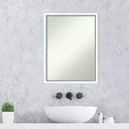 Specchio da parete per bagno Morgan in legno bianco/blu, non smussato, 20"x26" -: stile moderno, cornice in legno, montaggio a parete