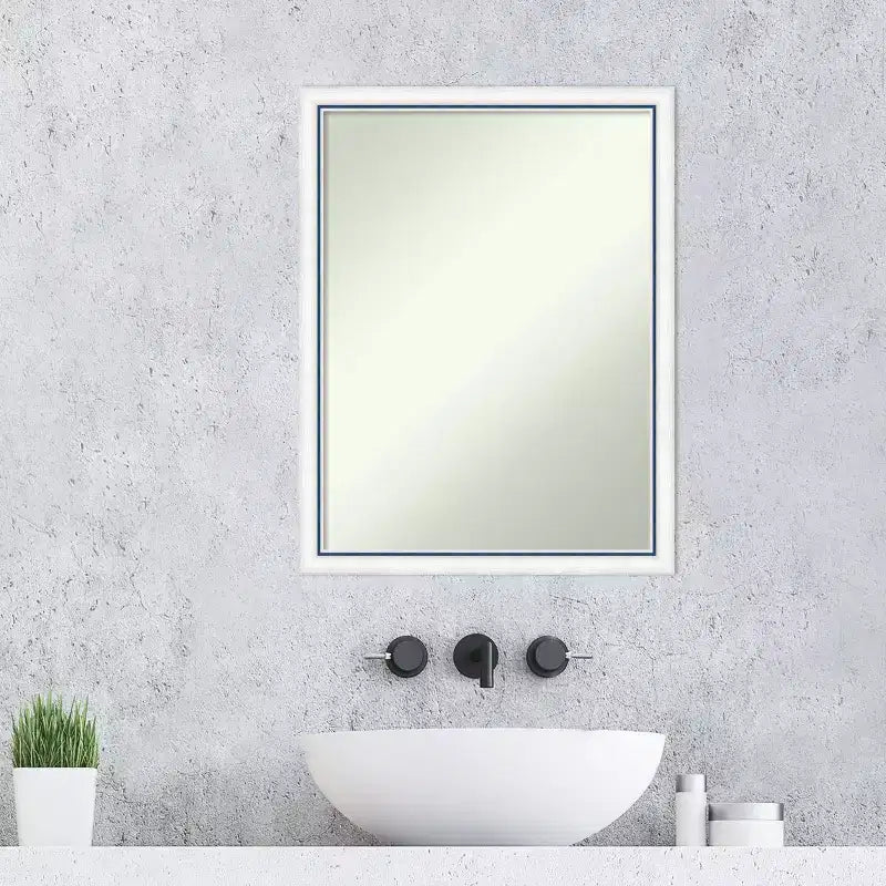 20"x26" Non-Beveled Morgan Wood Bathroom Wall Mirror White/Blue -: Modern Style, Wood Frame, Wall Mounted