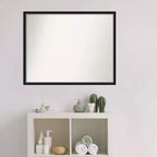 Miroir mural de salle de bains Lucie en bois noir, sans biseau, 29" x 23" - : contemporain, à fixer au mur