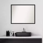 Miroir mural de salle de bains Lucie en bois noir, sans biseau, 29" x 23" - : contemporain, à fixer au mur