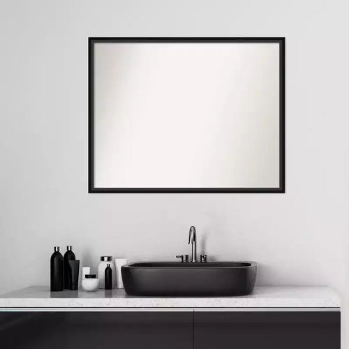 Specchio da bagno da parete Lucie Wood senza smussatura nero 29" x 23" -: Contemporaneo, a parete