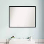Miroir mural de salle de bains Lucie en bois noir, sans biseau, 29" x 23" - : contemporain, à fixer au mur