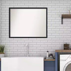 Miroir mural de salle de bains Lucie en bois noir, sans biseau, 29" x 23" - : contemporain, à fixer au mur