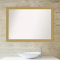 42" x 31" Non-Beveled Grace Bathroom Wall Mirror Brushed Gold -: Rectangle, Polystyrene Frame, Wall Mounted