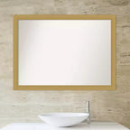 42" x 31" Grace Badezimmerspiegel für die Wand, nicht abgeschrägt, gebürstetes Gold -: rechteckig, Polystyrolrahmen, zur Wandmontage
