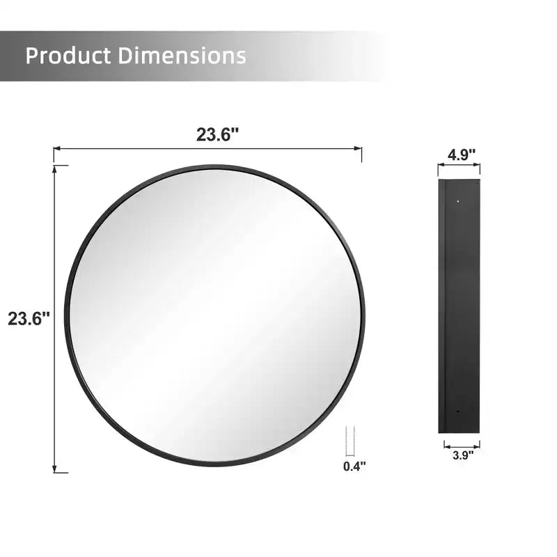 24 Inch Black Wall-mounted Circular Wrought Iron Framed Medicine Cabinet Mirror Cabinet For Bathroom