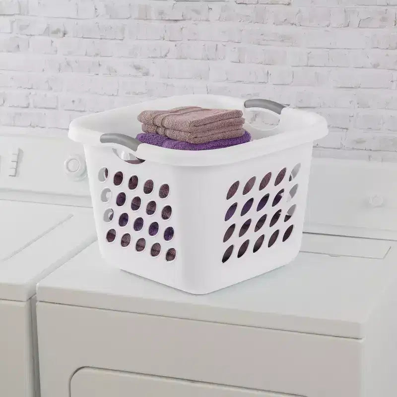 Square Laundry Basket, 1.5 BushelHamper with Handles, White, 8 Pack