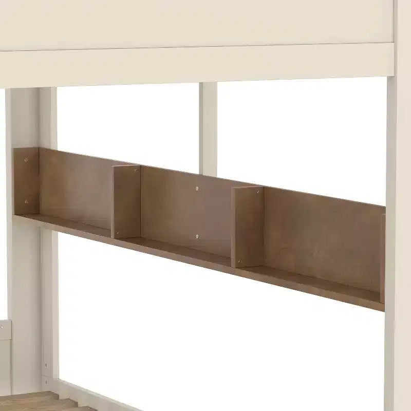 Queen over Queen Bunk Bed with Storage Drawers and Shelves, Solid Wood Bunk Bed Frame with Hooks, No Box Spring Needed
