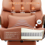 Sillón de cuero grande y alto con reposapiés, silla ejecutiva ancha, ergonómica, cómoda y con respaldo alto, con soporte lumbar, negra