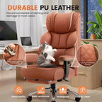Sillón de cuero grande y alto con reposapiés, silla ejecutiva ancha, ergonómica, cómoda y con respaldo alto, con soporte lumbar, negra