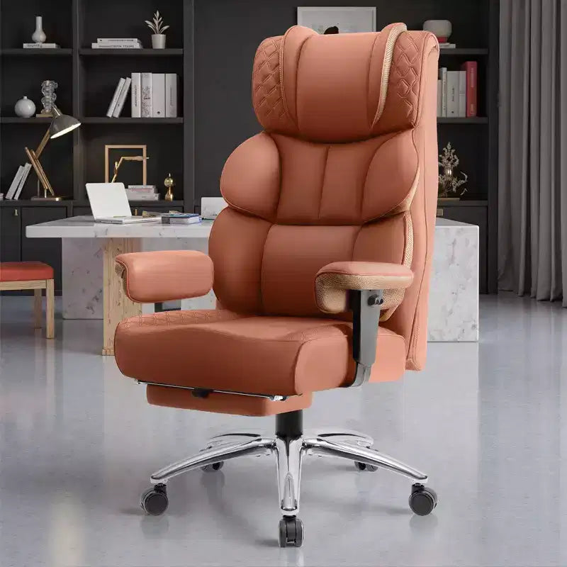 Big and Tall Leather Chair with Footrest, Wide Ergonomic Comfy High Back Executive Chairs With Lumbar Support, Black