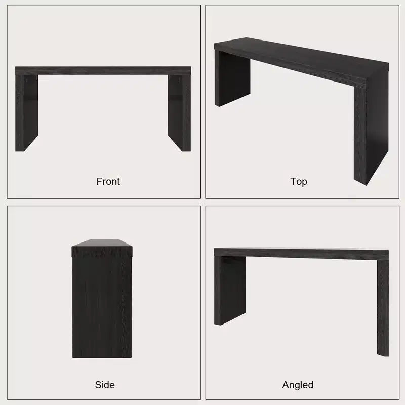 58'' Narrow Black Modern Wooden Long Sofa Console Table For Living Room