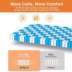 Materasso Queen da 14 pollici, materasso ibrido in memory foam con gel confezionato sottovuoto, supporto con molle insacchettate e isolamento dai movimenti e sollievo dalla pressione, rigidità media, CertiPUR-US