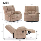 Canapé fauteuil inclinable à bascule surdimensionné couleur sable pour adultes, en chenille, ergonomique, idéal pour le salon