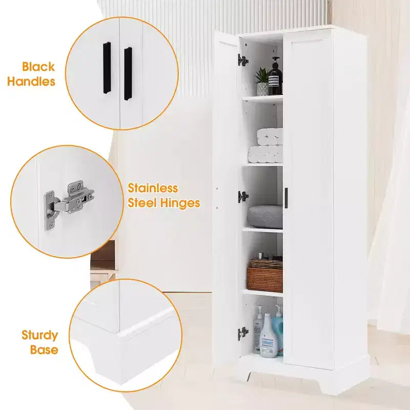 Tracy Modern Wood Freestanding Storage Cabinet with Double Doors and Adjustable Shelves