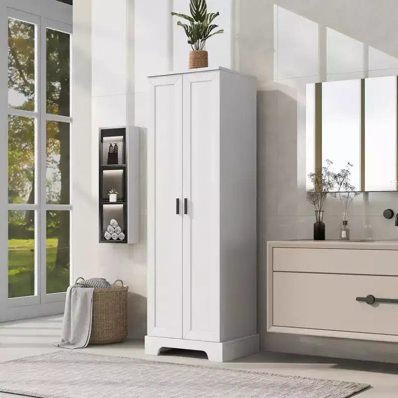 Tracy Modern Wood Freestanding Storage Cabinet with Double Doors and Adjustable Shelves