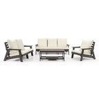 Buitenbank voor terras en tuin, weerbestendige sofastoel met kussen, armleuningen en comfortabele rugleuning, voor binnen en buiten
