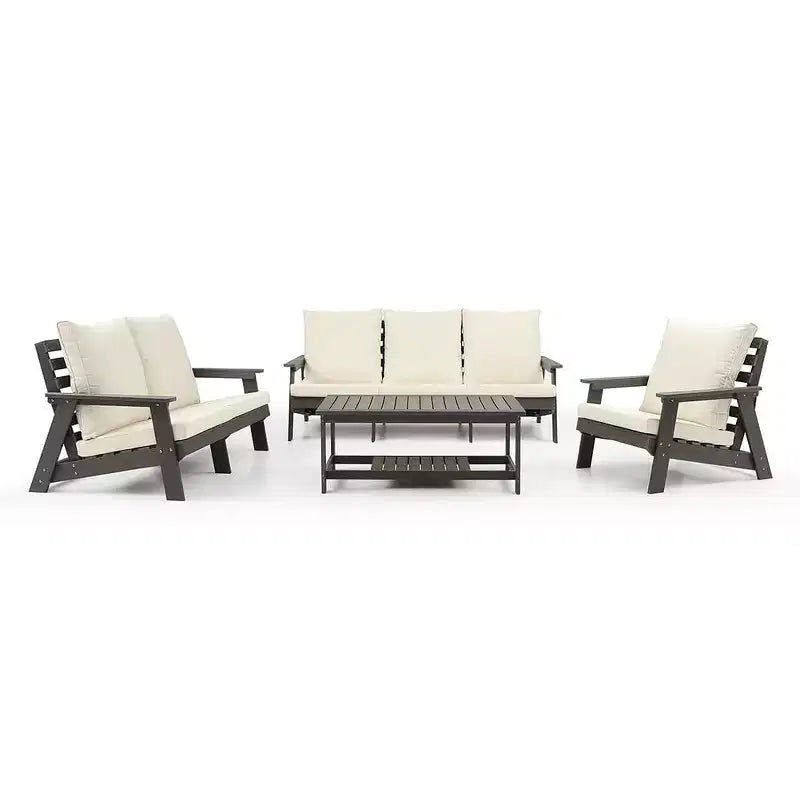 Outdoor Backyard Patio Sofa, Weather Resistant Sofa Chair with Cushion, Armrests, Comfortable Backrest, Indoor Outdoor Patio Sofa Chair