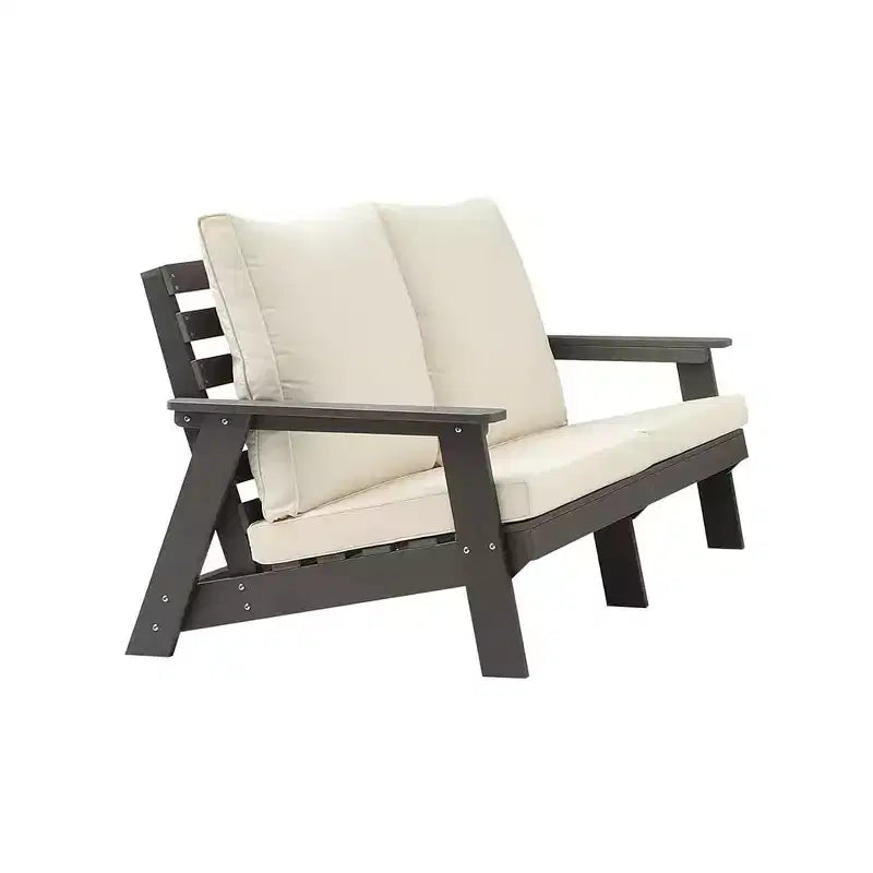 Outdoor Backyard Patio Sofa, Weather Resistant Sofa Chair with Cushion, Armrests, Comfortable Backrest, Indoor Outdoor Patio Sofa Chair