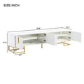 70-inch Modern Media Cabinet TV Stand, suitable for TVs under 80 inches, featuring metal legs and handles with storage space, white