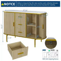 Sideboard Buffet Cabinet, Fluted Coffee Bar Cabinet with Sliding Door & 3 Drawers, Wooden Console Table, Floor Cupboard Cabinet for Kitchen