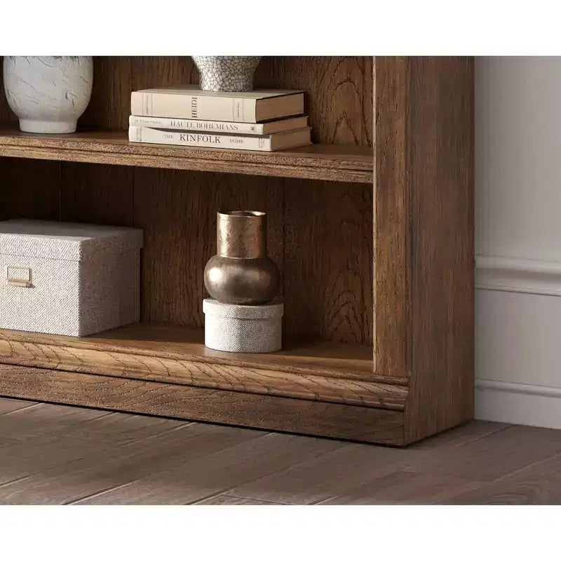 94" Traditional Tall Wood Bookcase with Storage Stratton Collection Brown