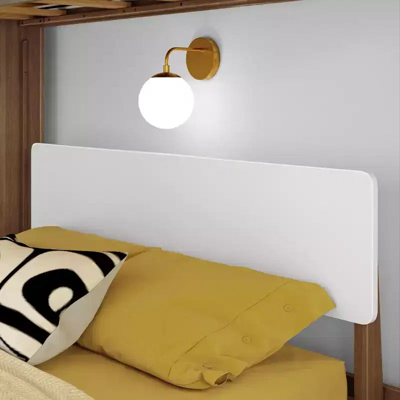 Mid-Century Modern Twin over Full L-Shaped Bunk Bed, Solid Wood