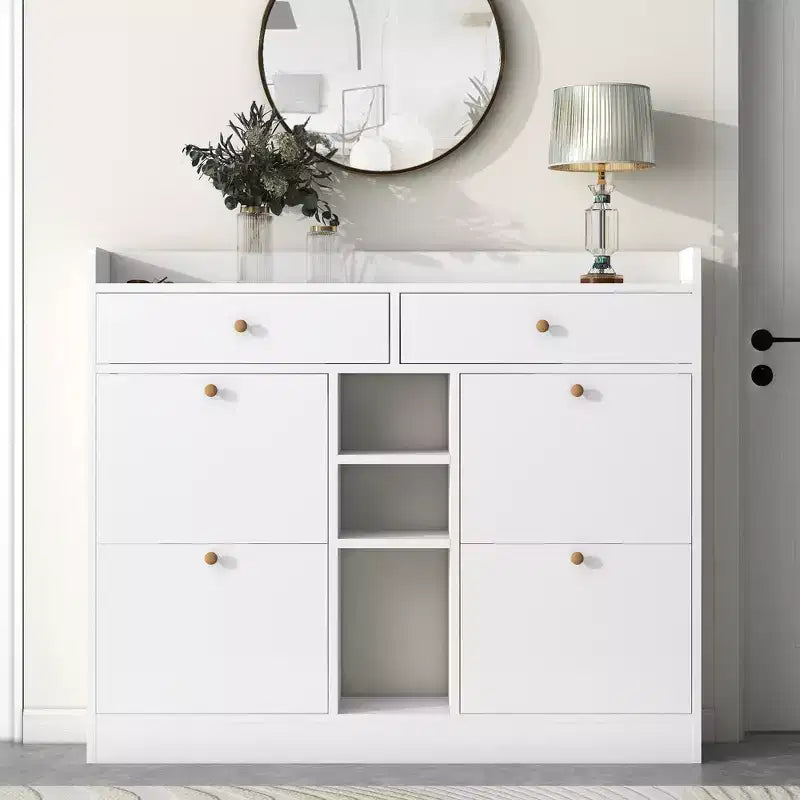 Modern Multifunctional Shoe Cabinet With 4 Turnover Drawers - ModernLuxe