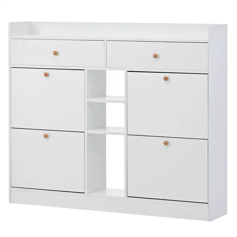 Modern Multifunctional Shoe Cabinet With 4 Turnover Drawers