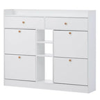 Modern Multifunctional Shoe Cabinet With 4 Turnover Drawers
