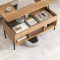 Lift Top Coffee Table with Storage Compartment & 3 Open Cubbies for Living Room