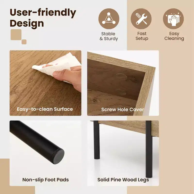 Lift Top Coffee Table with Storage Compartment & 3 Open Cubbies for Living Room