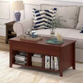 C ostway Lift Top Coffee Table with Hidden Compartment and Storage Shelves Brown