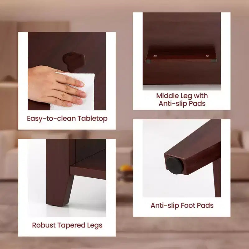 C ostway Lift Top Coffee Table with Hidden Compartment and Storage Shelves Brown