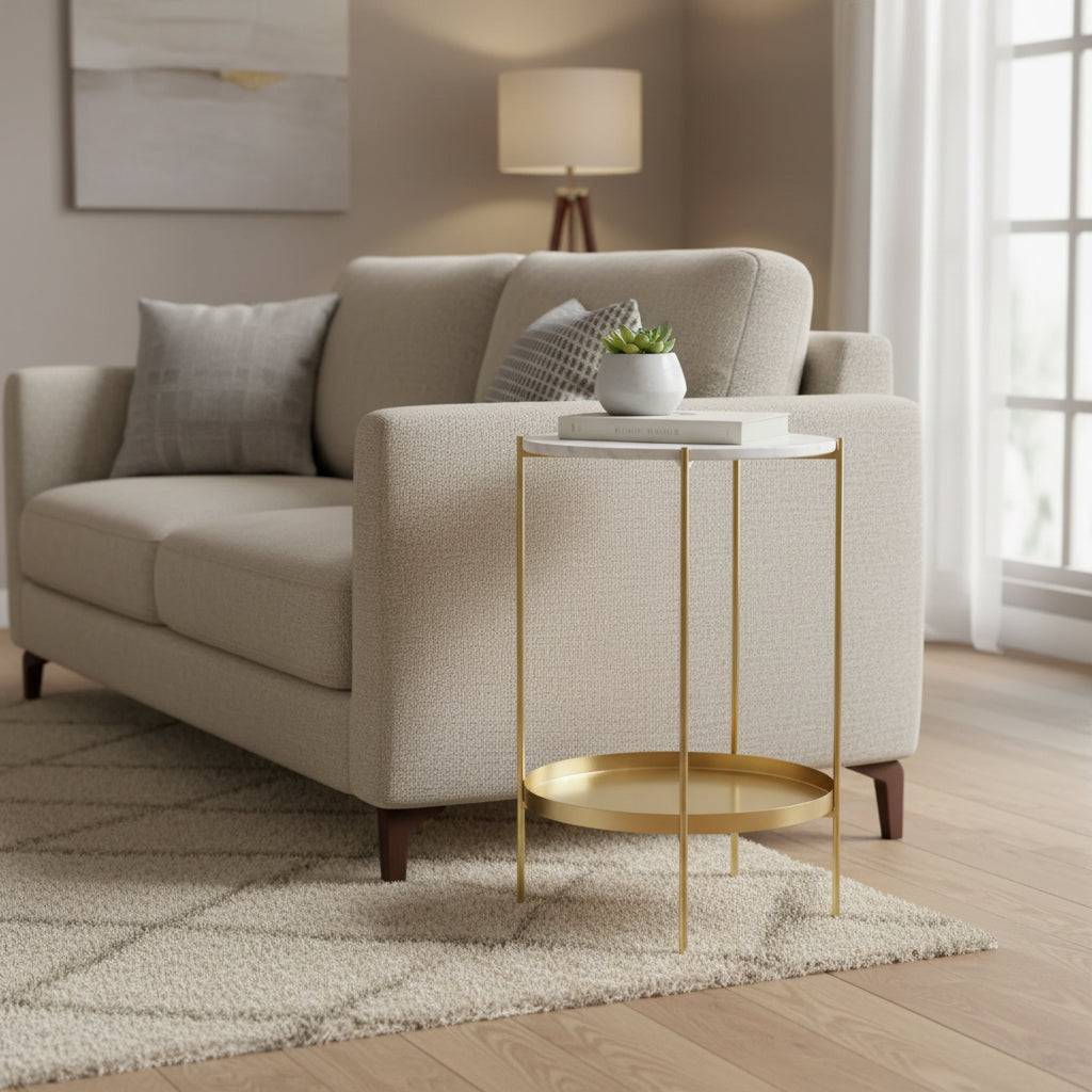 Kate and Laurel Lavish Round Metal Side Table, 17 Diameter, Gold