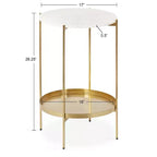 Tavolino rotondo in metallo Lavish, diametro 17, dorato