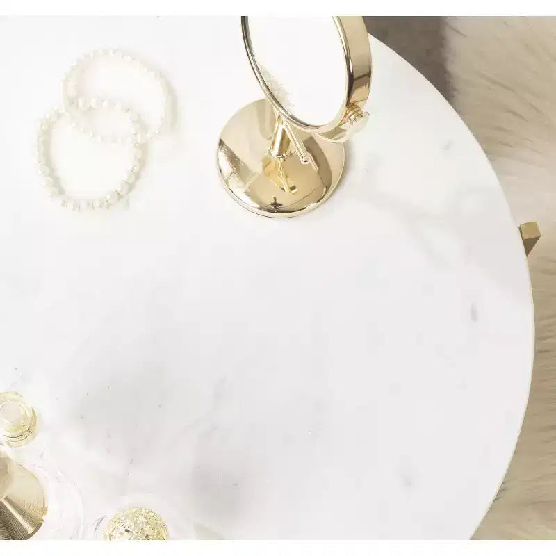 Lavish Round Metal Side Table, 17 Diameter, Gold