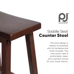 Klassische Küchenhocker mit Sattelsitz, 24 Zoll hoch, für Zuhause, Essbereiche und Bars, rückenfreie Sitze, 4 quadratische Beine, Walnuss (8er-Set)