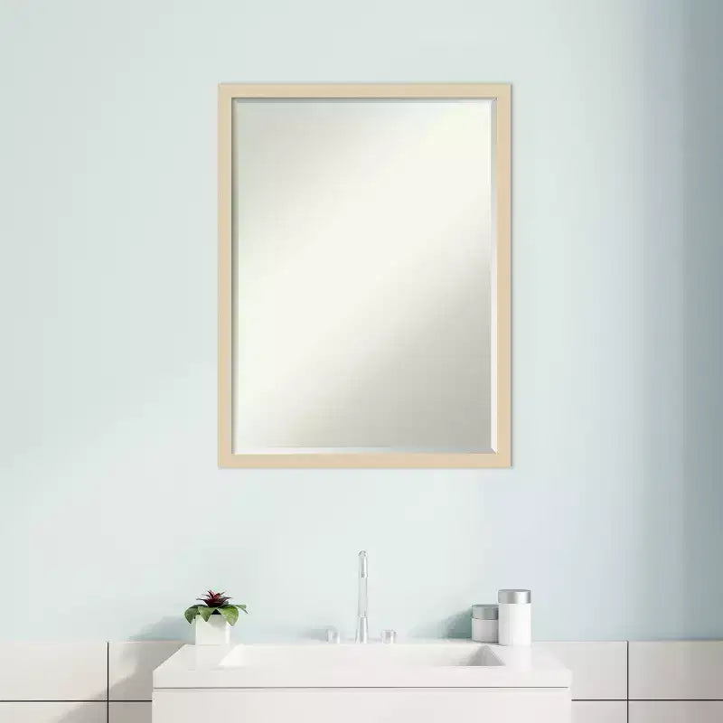 Svelte Petite Bevel Wood Bathroom Wall Mirror
