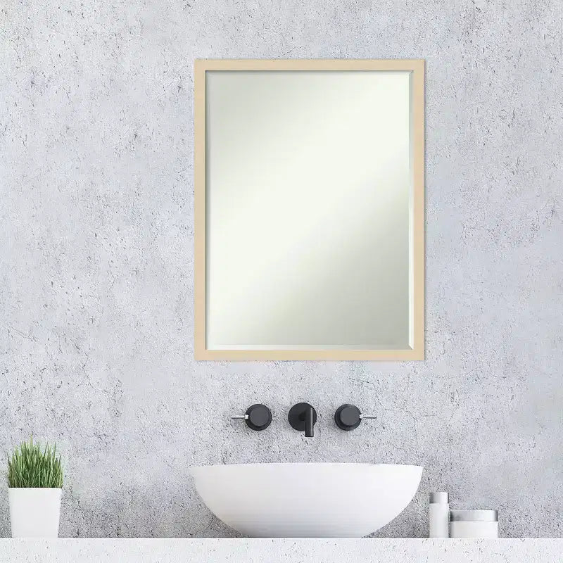 Svelte Petite Bevel Wood Bathroom Wall Mirror