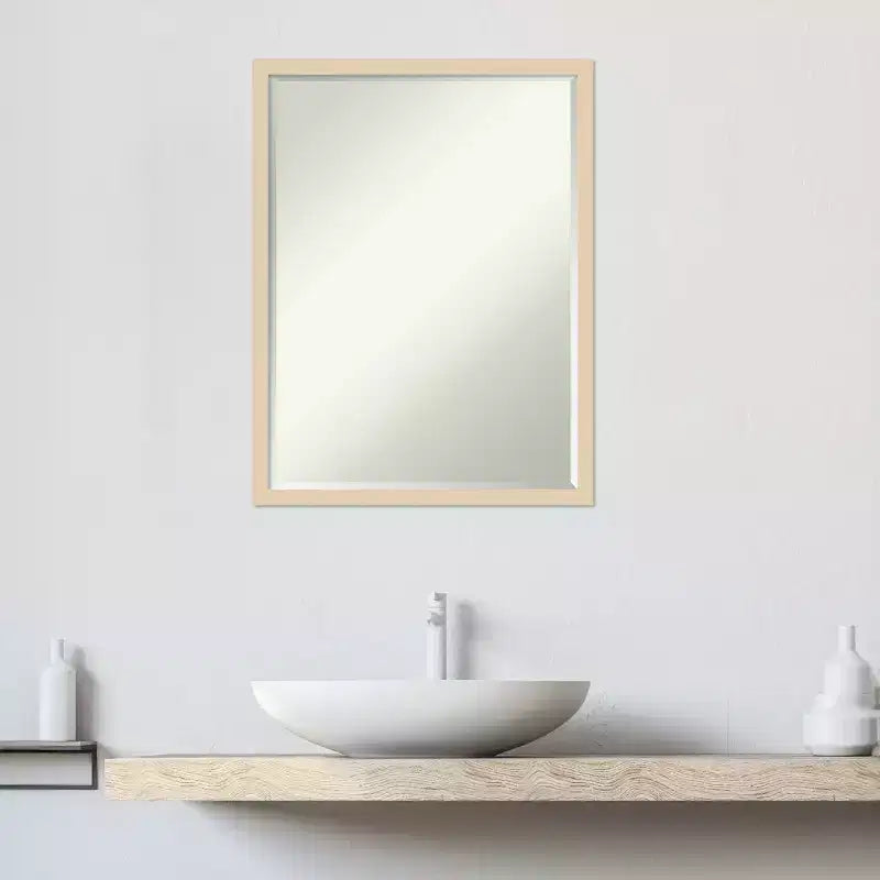 Svelte Petite Bevel Wood Bathroom Wall Mirror
