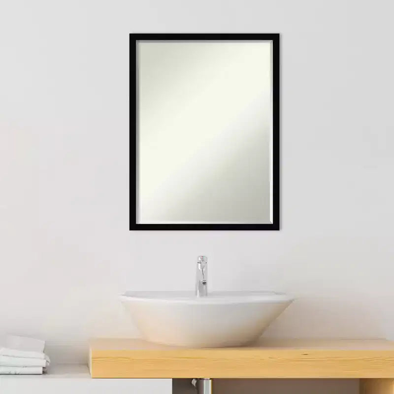 Svelte Petite Bevel Wood Bathroom Wall Mirror