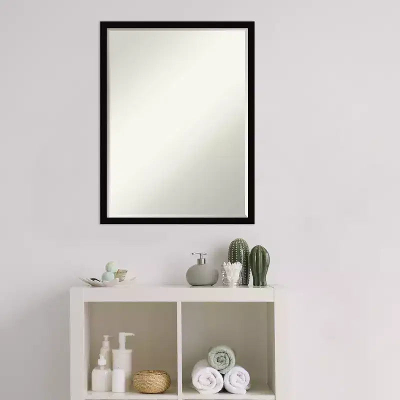 Svelte Petite Bevel Wood Bathroom Wall Mirror
